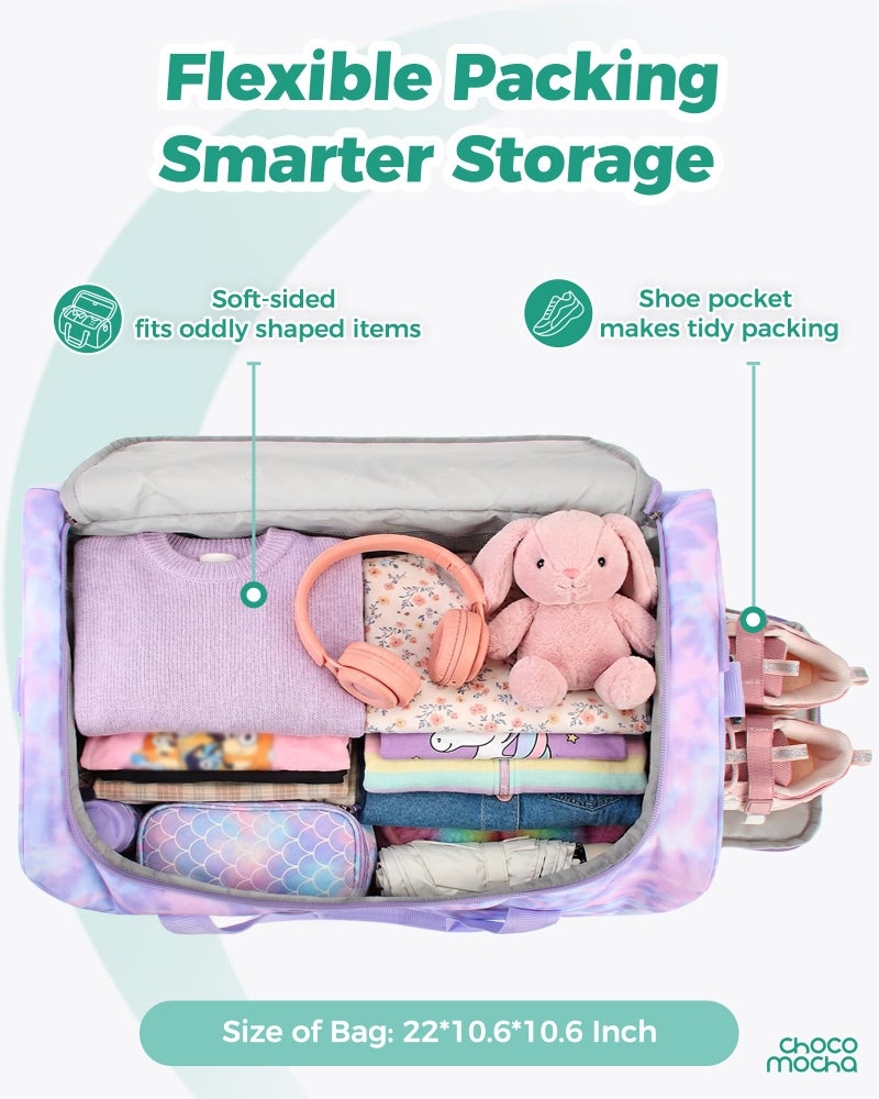 Choco Mocha Boys Suitcase with Wheels, Kids Rolling Duffle Bag Luggage for Travel 22inch, Galaxy - Image 4