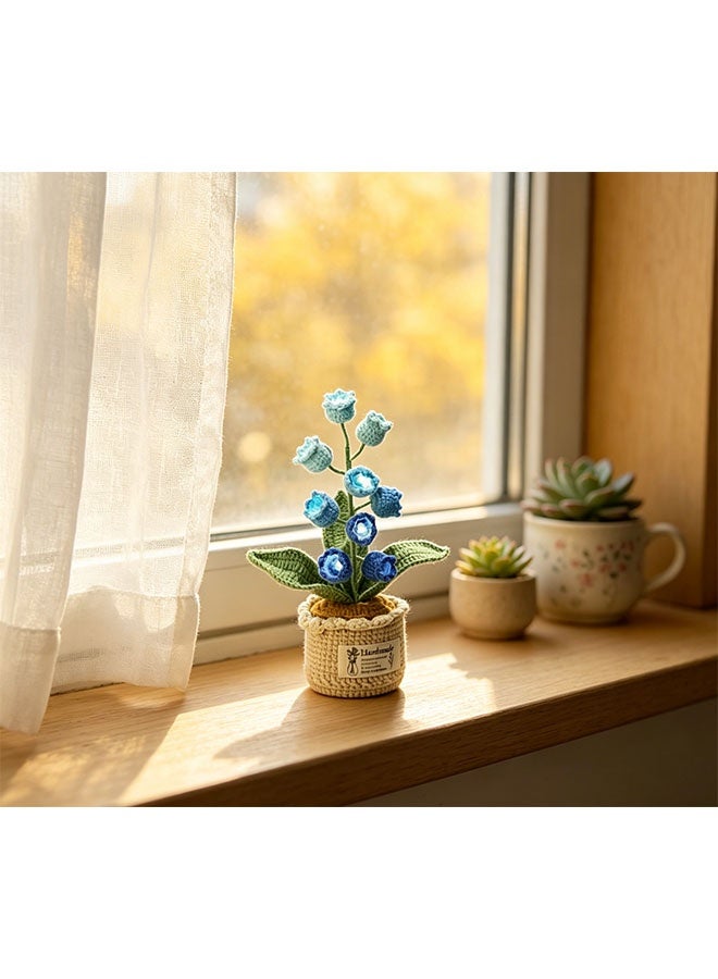 Beauenty Handmade Crochet Lily of the Valley Potted Plant, Knitted Everlasting Flower Bonsai, Cute Desktop Decor for Home Bedroom, Unique Handcrafted Gift - Image 3