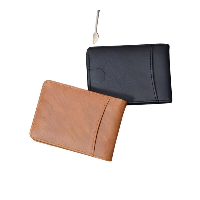 Folding Wallet - Compact, quick-access folding style with generous card slots, hidden cash compartment, water-repellent coating, premium PU leather, ideal for travel. (2PCS) - Image 1