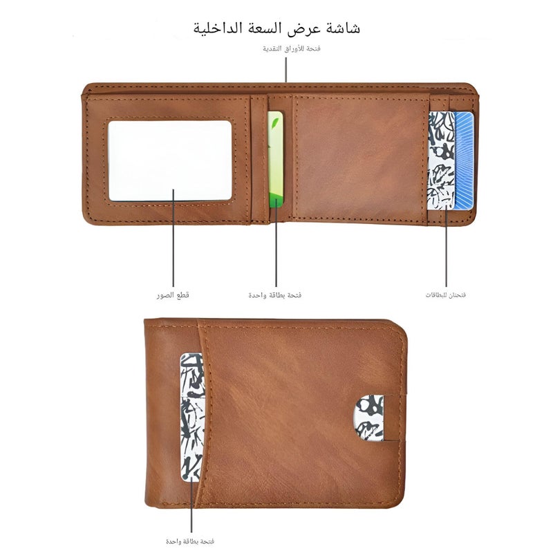Folding Wallet - Compact, quick-access folding style with generous card slots, hidden cash compartment, water-repellent coating, premium PU leather, ideal for travel. (2PCS) - Image 3