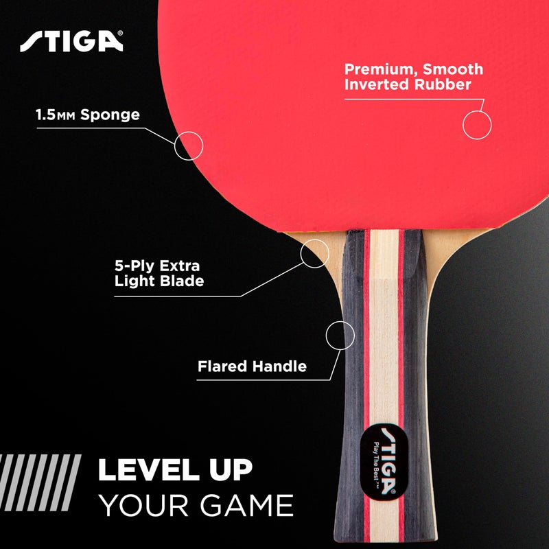 STIGA Performance 4 Player Ping Pong Paddle Set of 4 – Table Tennis Rackets, 6 – 3 Star Orange and White Balls - Image 3
