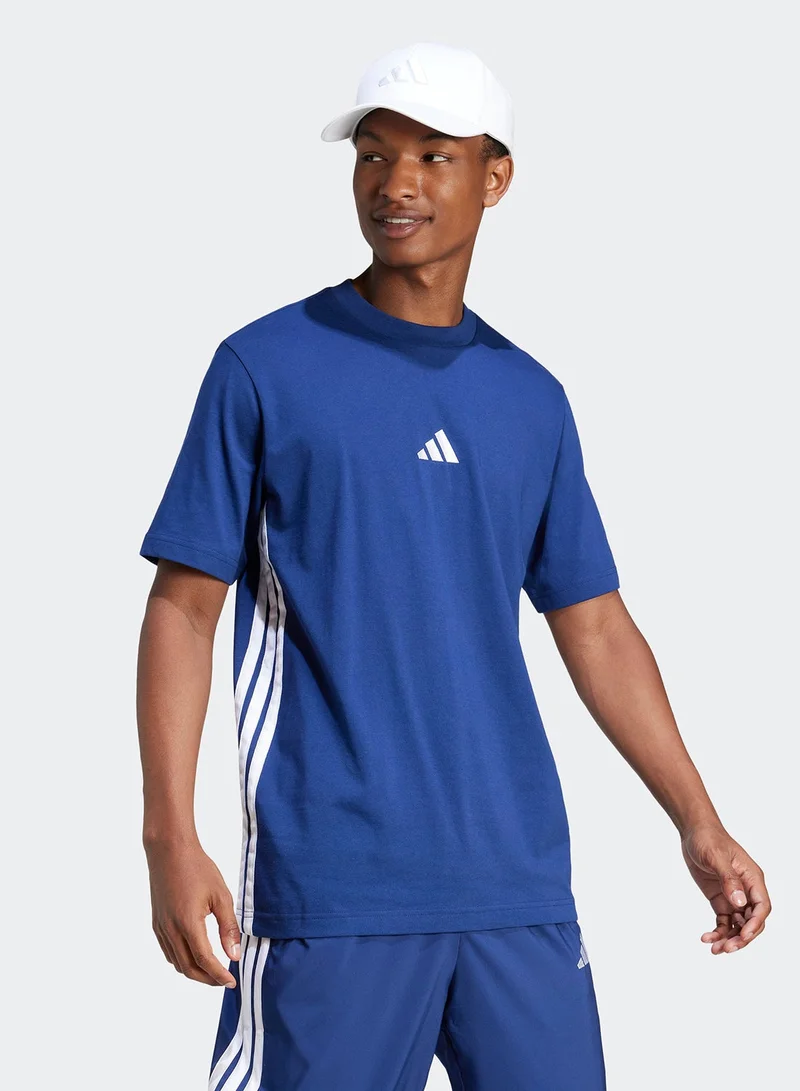 Adidas  Essential 3 Stripe Single Jersey T-Shirt for Men | Best Price UAE