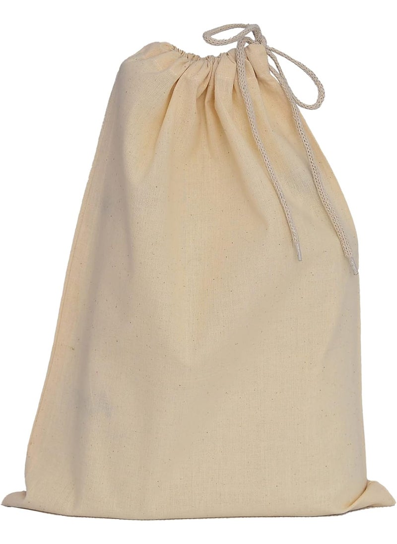 TBF 12 Pack Cotton Canvas Drawstring Shoe Storage Travel Bags in Bulk Wholesale Blank Cotton Draw String Sack Packs Natural  - Image 1