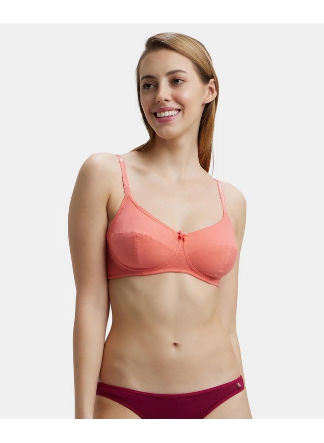 JOCKEY Jockey 1615 Women's Wirefree Non Padded Super Combed Cotton Elastane Stretch Full Coverage Everyday Bra with Soft Adjustable Straps_Blush Pink_40B  - Image 3