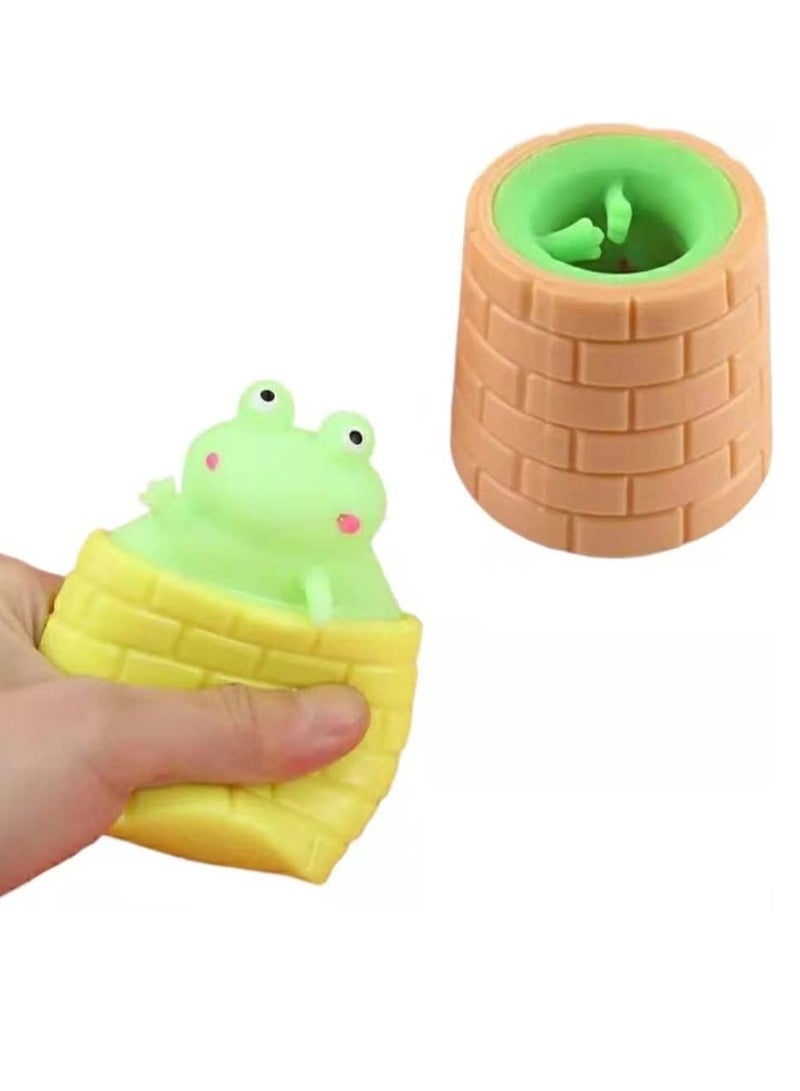 KASTWAVE Sensory Fidget Toys, Squeeze Cheese Rat Stress Ball, Squishy Frog in the Well, Decompression Exhaust Toy for Children and Adults (Frog, 4pcs) - Image 2