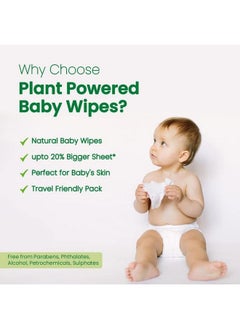Mother Sparsh Natural Care Baby Wipes I 100% Plant Made Fabric From Forest Land Fresh + Cleanse (With Cucumber) Wet Wipes For Baby I Cotton Cloth Like Bigger Sheets ; 60 Pcs  - Image 5