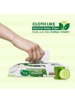 Mother Sparsh Natural Care Baby Wipes I 100% Plant Made Fabric From Forest Land Fresh + Cleanse (With Cucumber) Wet Wipes For Baby I Cotton Cloth Like Bigger Sheets ; 60 Pcs  - Image 3