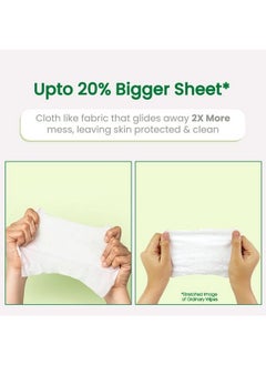 Mother Sparsh Natural Care Baby Wipes I 100% Plant Made Fabric From Forest Land Fresh + Cleanse (With Cucumber) Wet Wipes For Baby I Cotton Cloth Like Bigger Sheets ; 60 Pcs  - Image 4