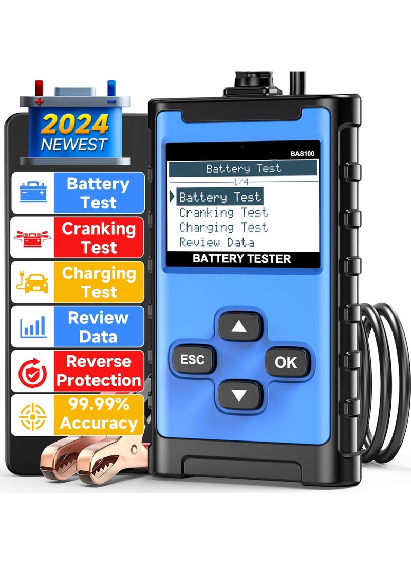 SYOSI Battery Tester 12V 24V Car Battery Tester 100-2000 CCA Battery Tester, Cranking Charging System Alternator Tester Battery Analyzer for Car Truck Motorcycle SUV ATV Boat  - Image 1