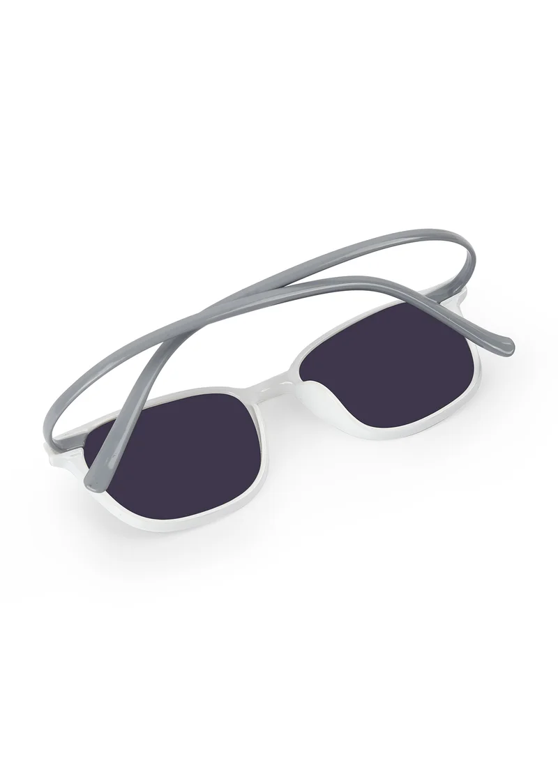 Woggles Stylish White & Grey Square Kids Sunglasses