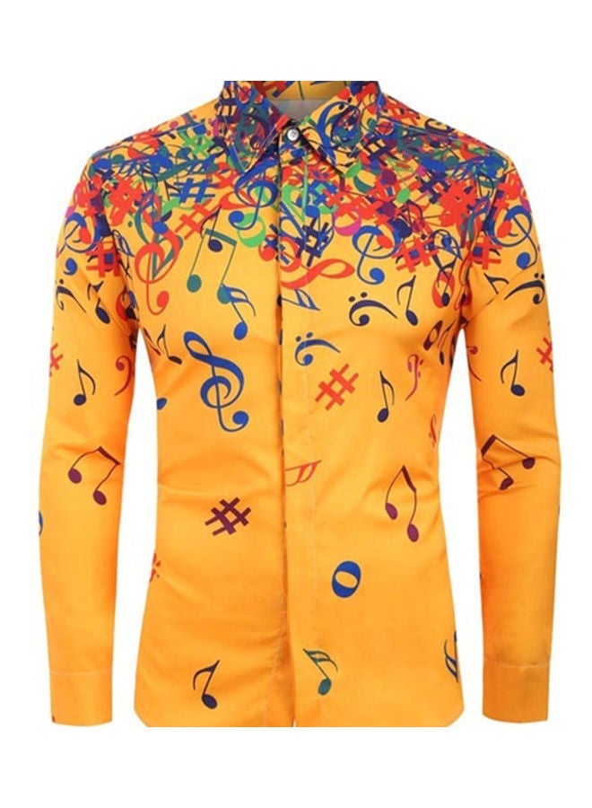Musical Note Printed Shirt Yellow