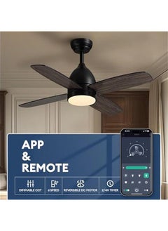 Arabest Low Profile Black Ceiling Fan with LED Light and Remote Control, 38 inch, Quiet Reversible DC Motor, 6 Speeds, Dimmable 3-Color LED for Bedroom, Patio, Indoor and Outdoor Use.  - Image 2