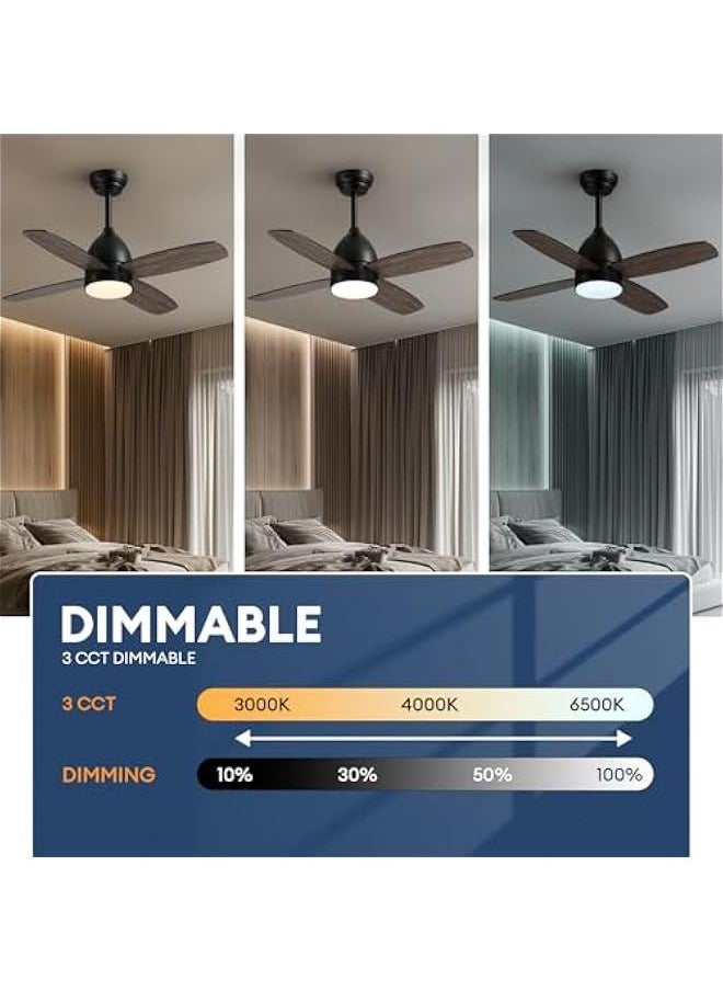 Arabest Low Profile Black Ceiling Fan with LED Light and Remote Control, 38 inch, Quiet Reversible DC Motor, 6 Speeds, Dimmable 3-Color LED for Bedroom, Patio, Indoor and Outdoor Use.  - Image 4