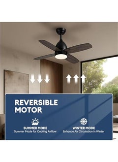 Arabest Low Profile Black Ceiling Fan with LED Light and Remote Control, 38 inch, Quiet Reversible DC Motor, 6 Speeds, Dimmable 3-Color LED for Bedroom, Patio, Indoor and Outdoor Use.  - Image 5