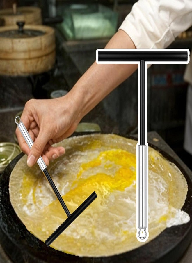 Exclaith 2PCS Crepe Spreader and Spatula Kit, 8inch T-Shaped Batter Spreaders, 13.4 Inch Spatula Turner, Stainless Steel Crepe Spreader Tool for Crepes Pan Maker - Image 4