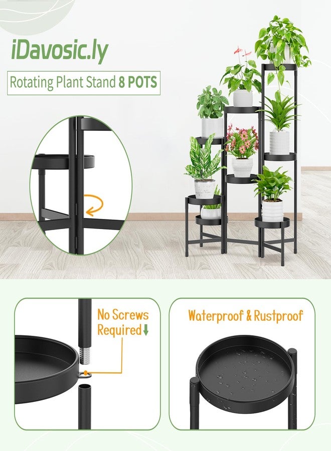 iDavosic.ly Plant Stand Indoor Outdoor, 8 Tier Corner Metal Flower Display Holder Shelf, Easy Assembly Folding Tall Orchid Rack for Patio Balcony Porch Garden Living Room House, Black - Image 4