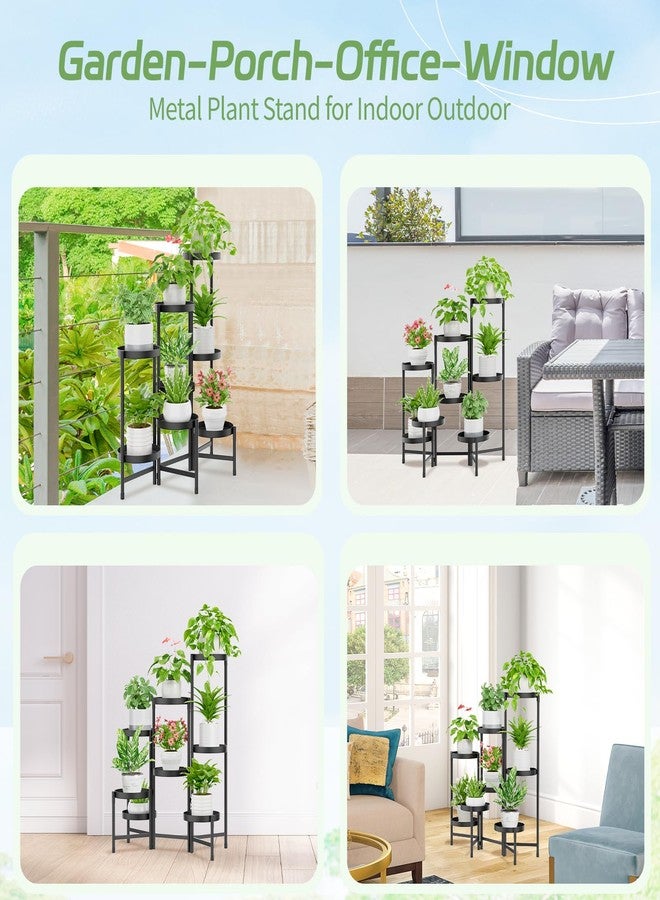 iDavosic.ly Plant Stand Indoor Outdoor, 8 Tier Corner Metal Flower Display Holder Shelf, Easy Assembly Folding Tall Orchid Rack for Patio Balcony Porch Garden Living Room House, Black - Image 3