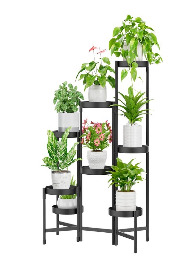 iDavosic.ly Plant Stand Indoor Outdoor, 8 Tier Corner Metal Flower Display Holder Shelf, Easy Assembly Folding Tall Orchid Rack for Patio Balcony Porch Garden Living Room House, Black - Image 1