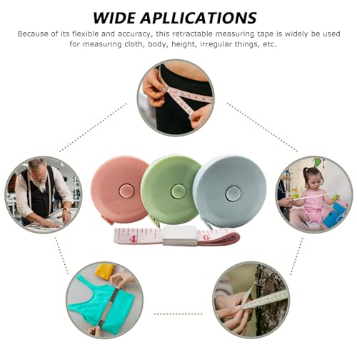 SmaringRobot 6 Packs Retractable Tape Measure + 2PCS Soft Measuring Tape for Body Measurements(60-Inch), Premium Sewing Tape Double Scale Vinyl Ruler for Weight Loss Medical Tailor Fabric Cloth Knitting Craft - Image 4