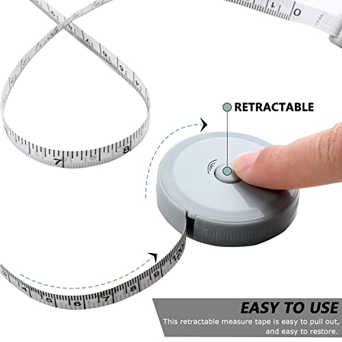 SmaringRobot 6 Packs Retractable Tape Measure + 2PCS Soft Measuring Tape for Body Measurements(60-Inch), Premium Sewing Tape Double Scale Vinyl Ruler for Weight Loss Medical Tailor Fabric Cloth Knitting Craft - Image 3