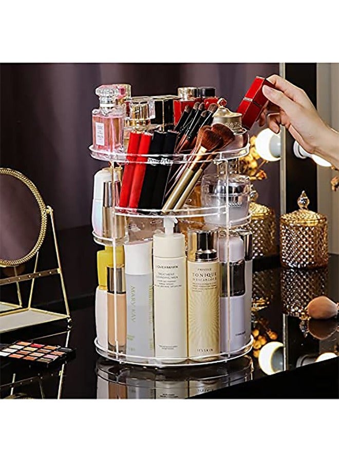 منظم المكياج، منظم دوار 360 درجة، علبة عرض قابلة للتعديل من 4 طبقات، مناسبة لتنظيم فرش المكياج/أحمر الشفاه/العطور - Image 2