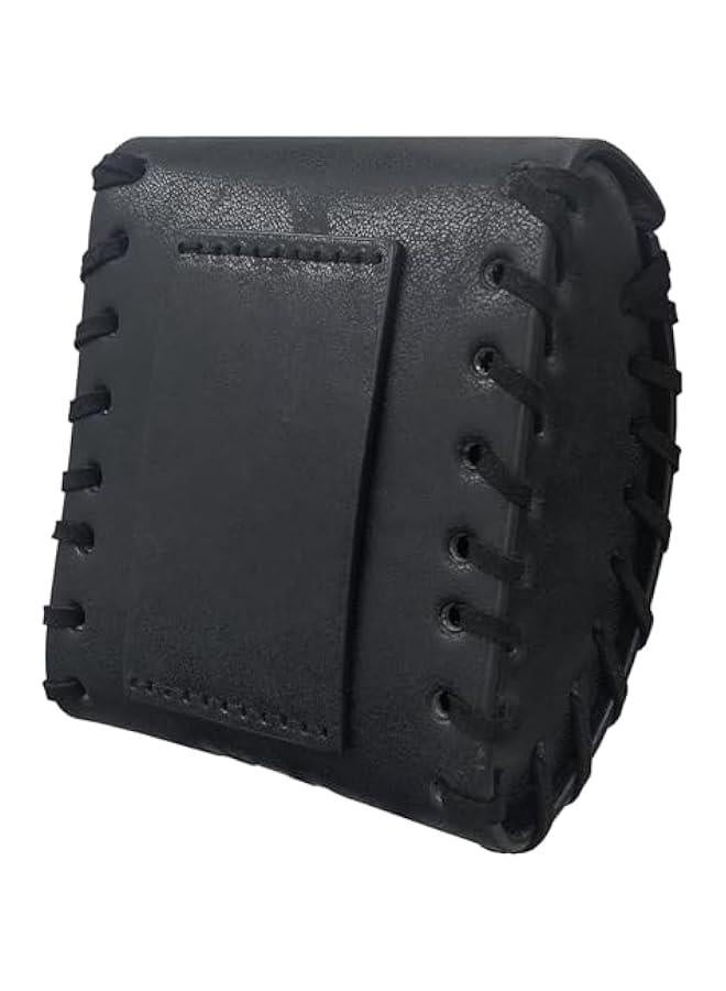 Medieval Faux Leather Mini Belt Bag, Portable Renaissance Belt Pouch, Nordic Coin Purse Dice Bag for LARP Ren Faire (Black B) - Image 4