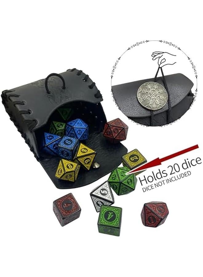 Medieval Faux Leather Mini Belt Bag, Portable Renaissance Belt Pouch, Nordic Coin Purse Dice Bag for LARP Ren Faire (Black B) - Image 3