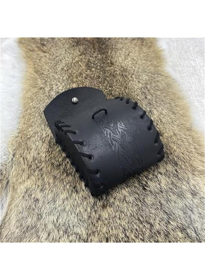 Medieval Faux Leather Mini Belt Bag, Portable Renaissance Belt Pouch, Nordic Coin Purse Dice Bag for LARP Ren Faire (Black B) - Image 5