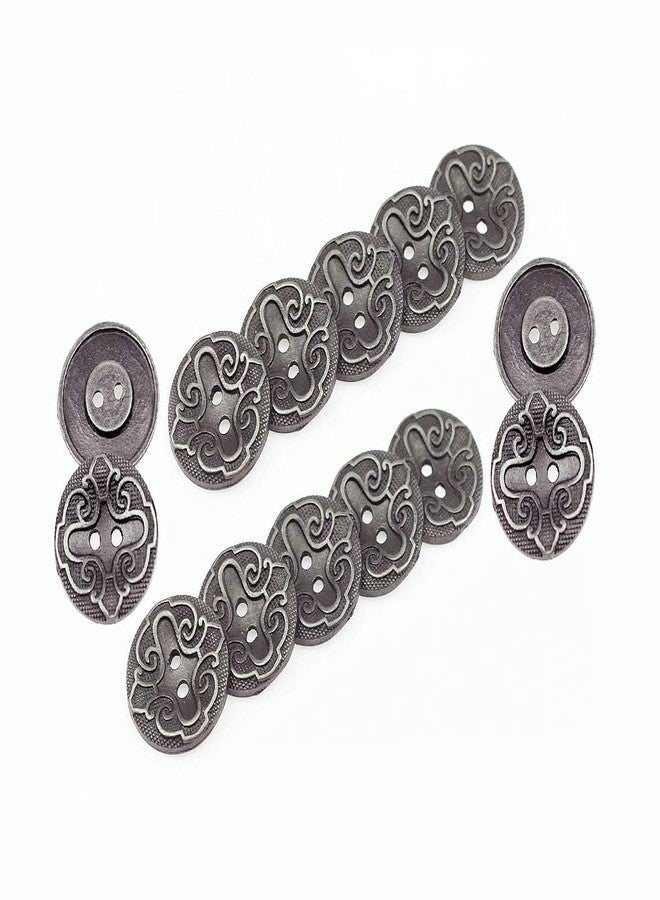 RECHERE 12 PCS Antique Metal Flat Buttons 2-Hole Craft for DIYS Sewing Embellishment (Antique Silver,25mm)