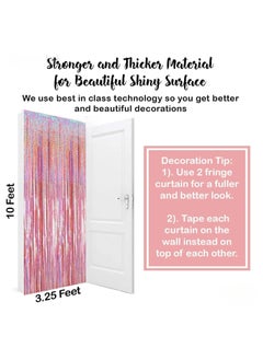 KATCHON Iridescent Rose Gold Backdrop Curtain - 3.2x8 Feet, Pack of 1 | Rose Gold Fringe Backdrop for Birthday Party Decorations | Rose Gold Streamers For Eid Decorations  - Image 2