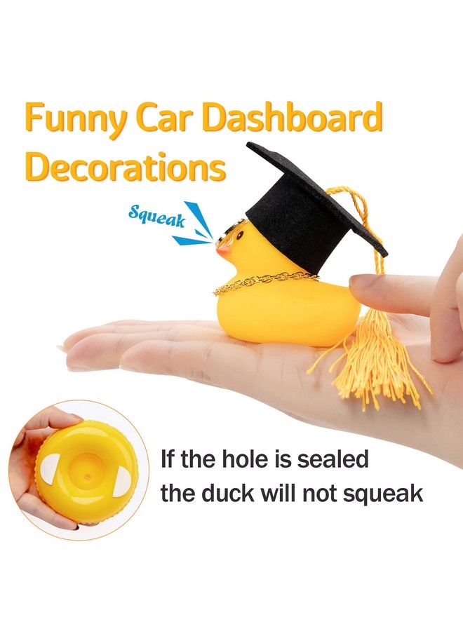 wonuu Swim Ring Rubber Ducks With Mini Diamond Glasses Hat Necklace For Cars Dashboard Decorations Car Accessories Toy Duck Car Ornament - Image 3