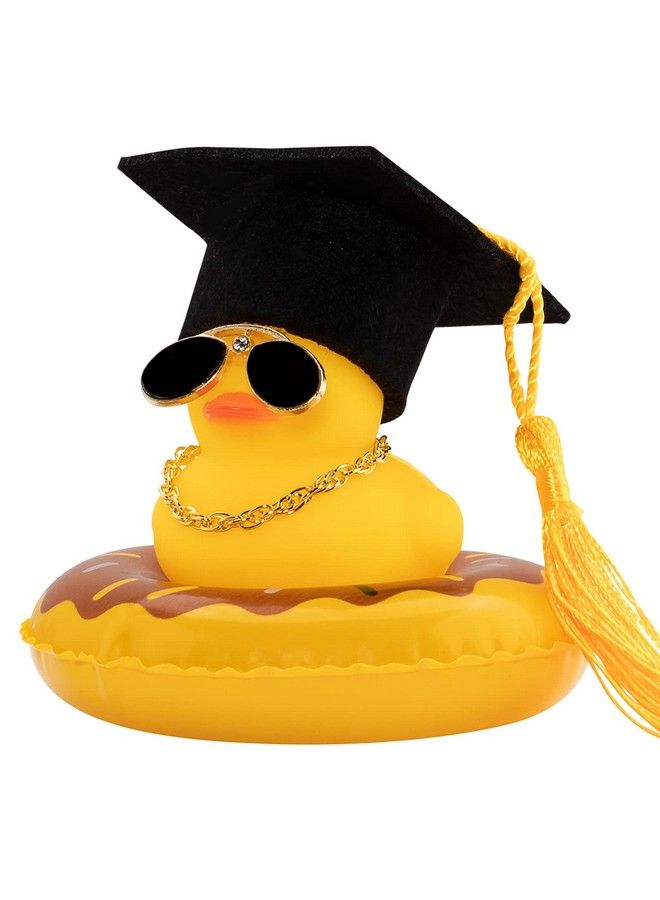 wonuu Swim Ring Rubber Ducks With Mini Diamond Glasses Hat Necklace For Cars Dashboard Decorations Car Accessories Toy Duck Car Ornament - Image 1