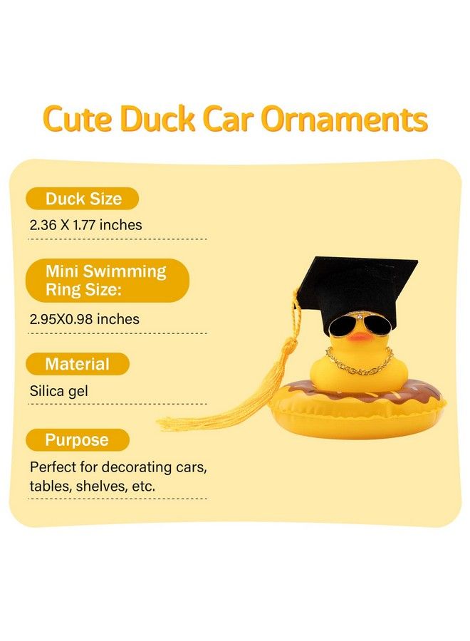 wonuu Swim Ring Rubber Ducks With Mini Diamond Glasses Hat Necklace For Cars Dashboard Decorations Car Accessories Toy Duck Car Ornament - Image 4