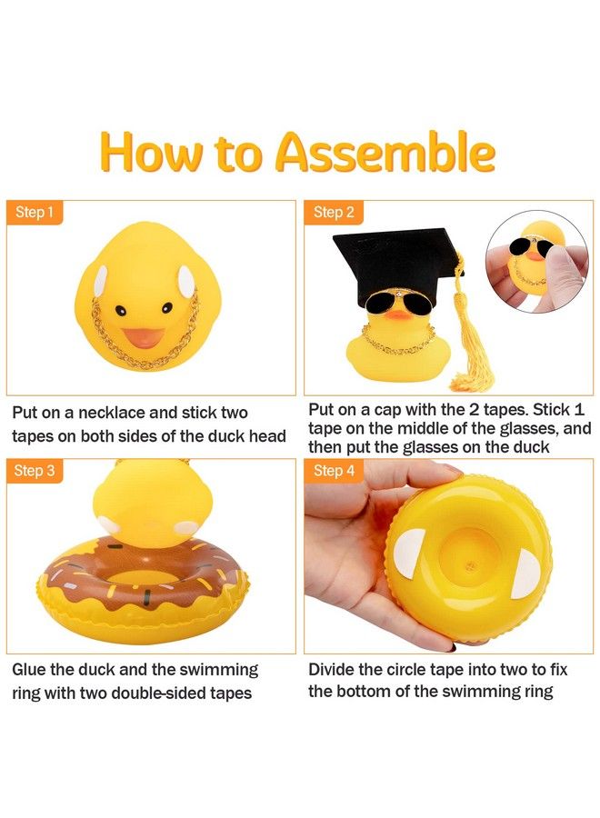 wonuu Swim Ring Rubber Ducks With Mini Diamond Glasses Hat Necklace For Cars Dashboard Decorations Car Accessories Toy Duck Car Ornament - Image 5