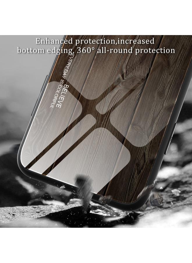 اس-توب جراب هاتف iPhone 15 مصنوع من الزجاج بحبيبات خشبية - Image 5