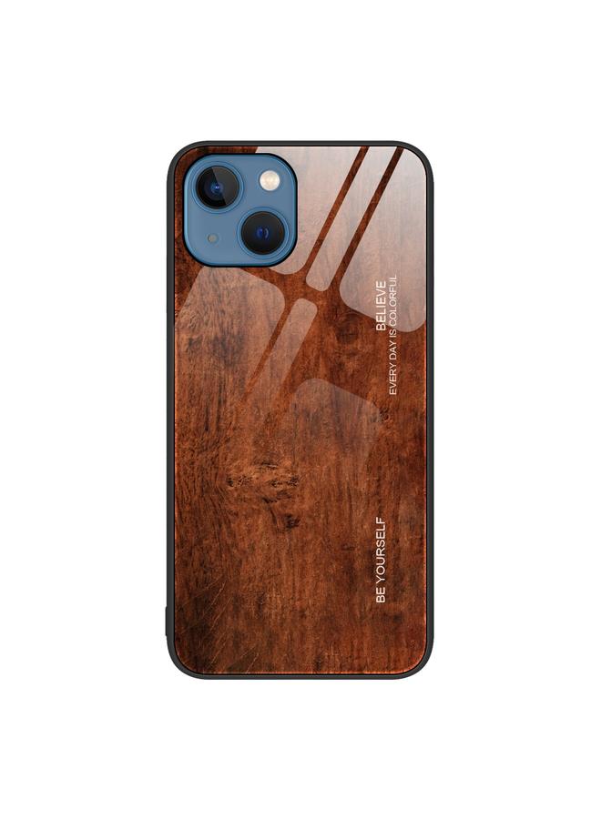 اس-توب جراب هاتف iPhone 15 مصنوع من الزجاج بحبيبات خشبية - Image 1