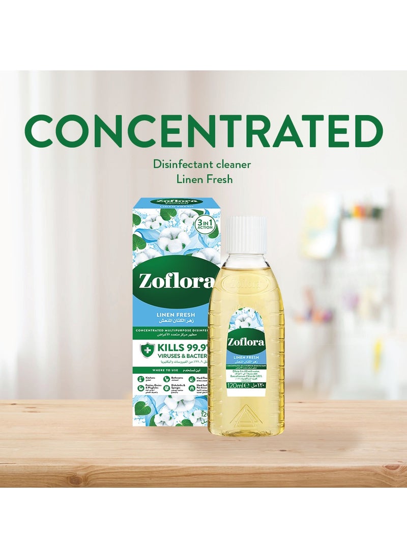 Zoflora Multi-Purpose Concentrated Disinfectant Linen Fresh 120ml  - Image 3