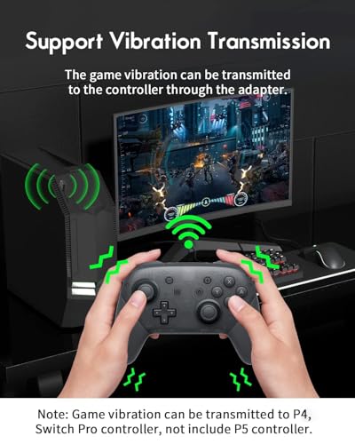 AOLION Bluetooth Adapter for PS4/PS5/Switch, Wireless Controller Adapter, Compatible with PS4, PS5, Switch, Windows PC, Android TV Box, Steam - Image 4