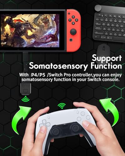 AOLION Bluetooth Adapter for PS4/PS5/Switch, Wireless Controller Adapter, Compatible with PS4, PS5, Switch, Windows PC, Android TV Box, Steam - Image 5