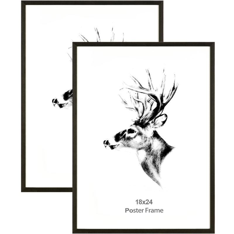 Yaetm 18x24 Poster Frame Set of 2, Natural Solid Oak Wood Picture Frame 18x24 for Photos, Posters & Art Prints, Wall Gallery for Horizontal and Vertical Wall Mount (2 pack, Oak) - Image 1