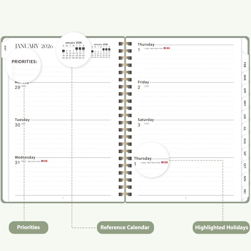 VALOME 2026 Planner, Weekly and Monthly Calendar Agenda Book, Jan 2026 - Dec 2026, Hardcover Planning Academic Planner for Office School Supplies and Desk Accessories - A5 (6.3'' x 8.5'') - Image 3