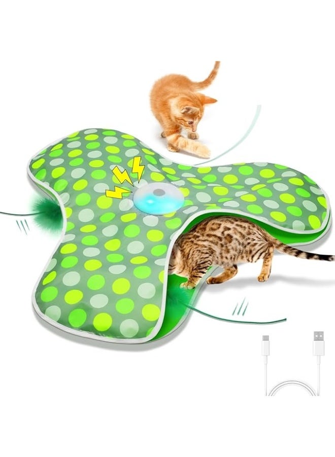 Interactive Cat Toys Rechargeable,Moving Concealed Feathers,Real Mouse Squeaky,Touch Activated Cat Kitten Toy Exercise Toys for Indoor Bored Adult Cats - Image 1