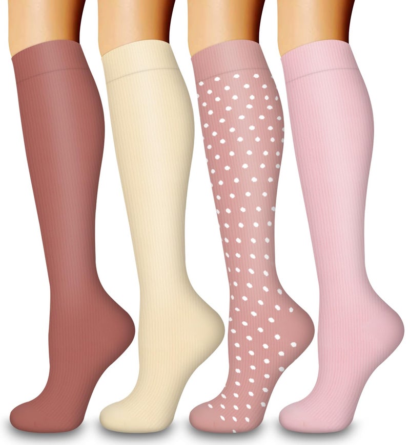 Laite Hebe 4 Pairs-Compression Socks for Women&Men Circulation-Best Support for Nurses,Running,Athletic - Image 1