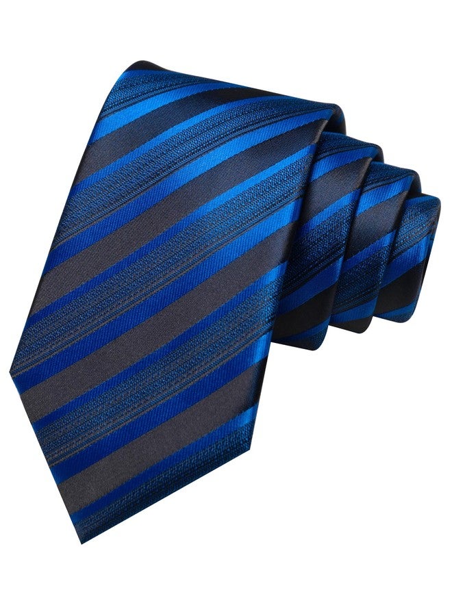 RBOCOTT Mens Royal Blue Stripe Tie Woven Necktie Pocket Square and Lapel Pin with Tie Clip Set for Business(7) - Image 3