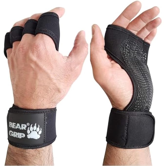 BEAR GRIPS Open Training Gloves For Men & Women – Gym Gloves With Adjustable Wrist Wraps, Silicone Grip, Breathable Open-Hand Design For Crossfit, Weightlifting, Bodybuilding, Calisthenics - Image 1