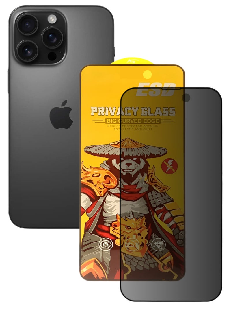ESD Tempered Dustproof Privacy Glass Screen Protector Compatible For iPhone 16 Pro - Image 1