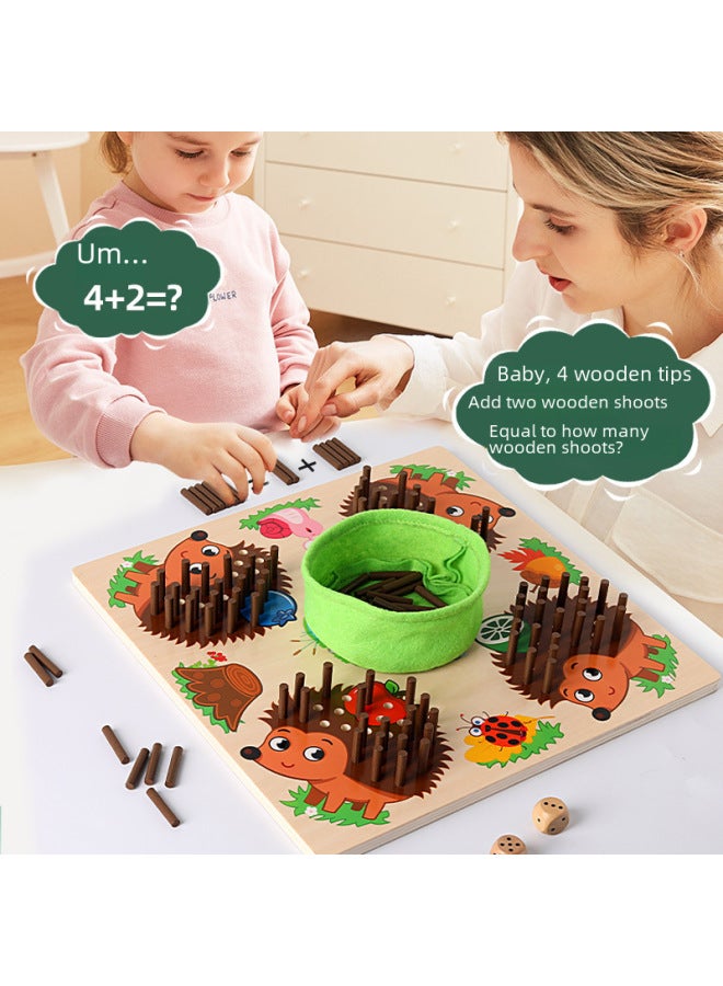 Wooden Hedgehog Stick Game Early Childhood Education Educational Fun Counting Color Cognitive Matching Board Toy-Color:xm-Hedgehog Game 0.8 - Image 4