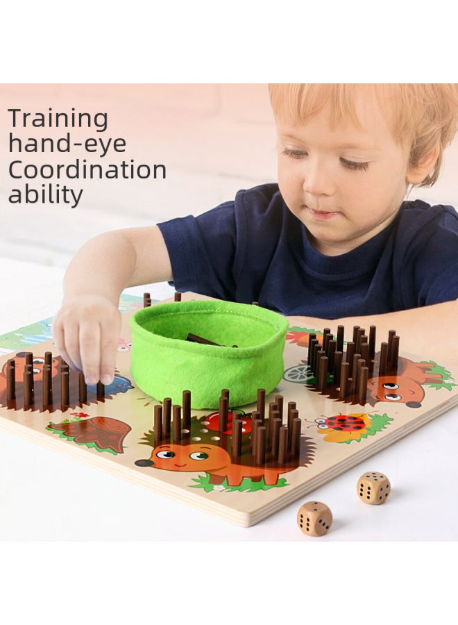 Wooden Hedgehog Stick Game Early Childhood Education Educational Fun Counting Color Cognitive Matching Board Toy-Color:xm-Hedgehog Game 0.8 - Image 5