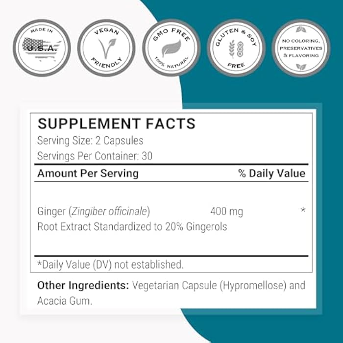 Supersmart - Super Gingerols 400mg per Day (High Potency 20% Gingerol) - Ginger Root Extract Supplement | Non-GMO & Gluten Free - 60 Vegetarian Capsules - Image 4