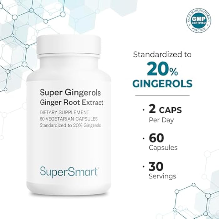 Supersmart - Super Gingerols 400mg per Day (High Potency 20% Gingerol) - Ginger Root Extract Supplement | Non-GMO & Gluten Free - 60 Vegetarian Capsules - Image 5